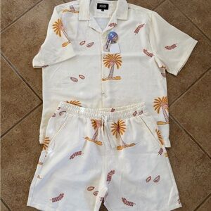 Malibu Cream and Orange Shirt and Shorts set XL size